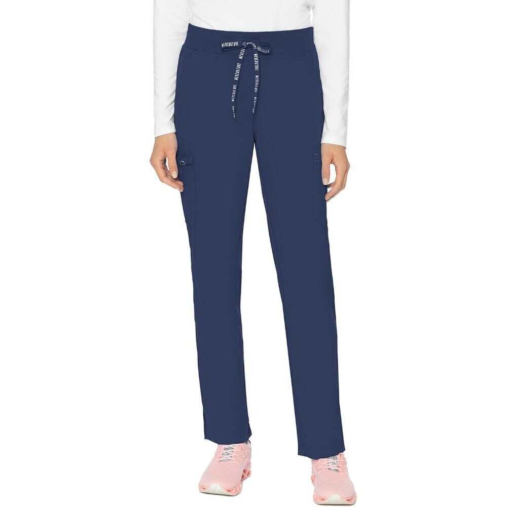 Scrub Pants Women Jersey Waist Yoga Bottoms 6 Pockets Mid Rise Drawstring